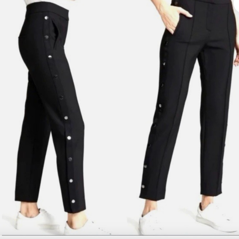 Veronica Beard Irving Black Knit Ankle High-Rise Pants Size 6 Silver Accent Stud